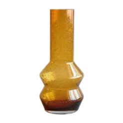 Bloemenvaas Amber Flakes Handgeblazen - H 32,5 X D 14 Cm