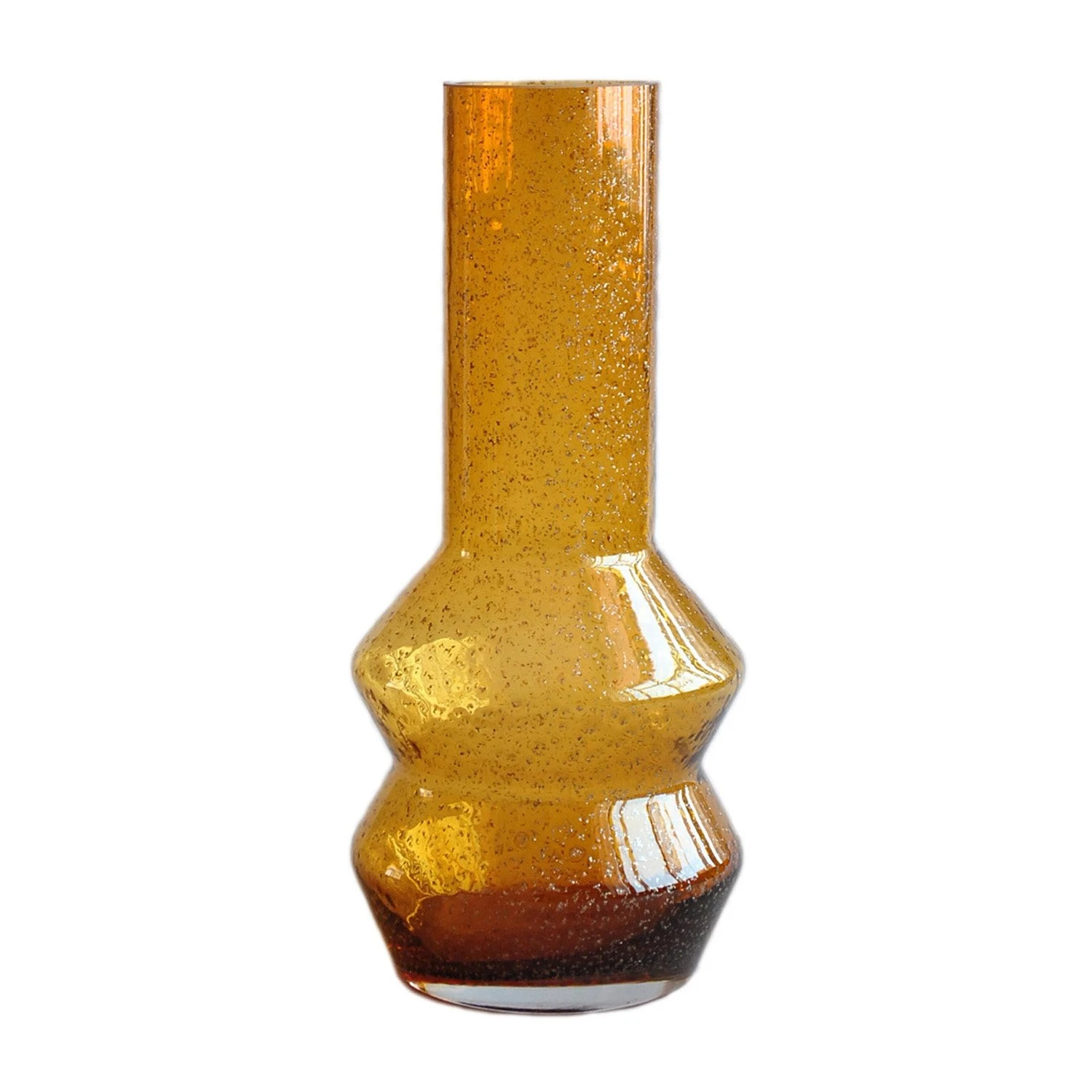 Bloemenvaas Amber Flakes Handgeblazen - H 32,5 X D 14 Cm 1 Bloemenvaas Amber Flakes Handgeblazen - H 32,5 X D 14 Cm