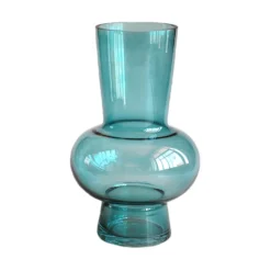 Bloemenvaas Petrol Handgeblazen - H 31 X D 19 Cm