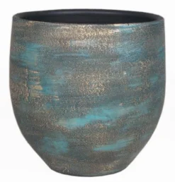 Floran Pot Madeira D28 H28cm Blauw Goud