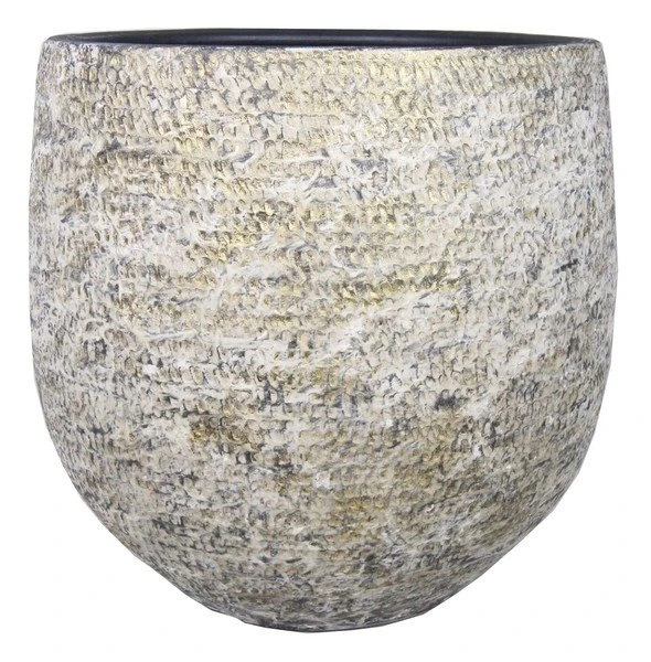 Floran Pot Thijs D22/24 H22cm Grijs Goud 1 Floran Pot Thijs D22/24 H22cm Grijs Goud