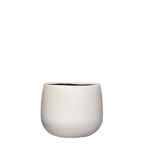 Gabriel Pot Rond Wit - H16xd18cm 1 Gabriel Pot Rond Wit - H16xd18cm