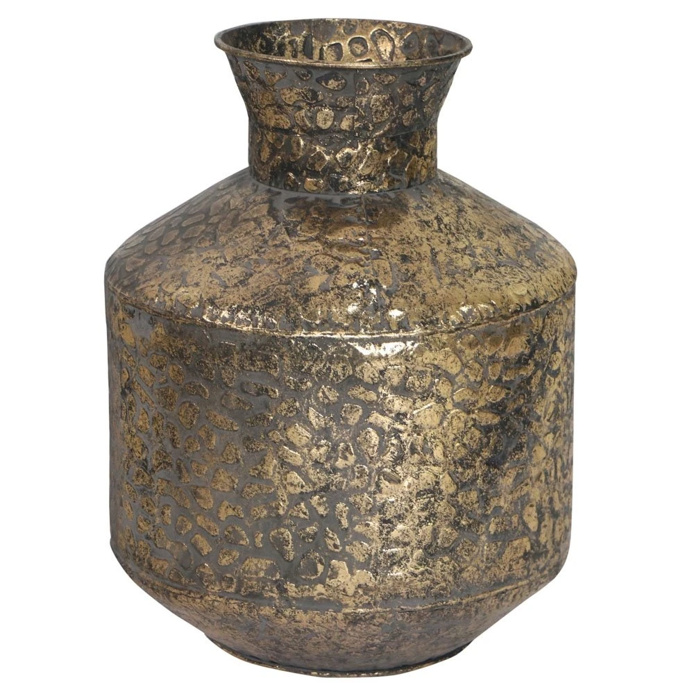 Vaas Metaal White Gold - H 26,5 X D 26,5 Cm 1 Vaas Metaal White Gold - H 26,5 X D 26,5 Cm