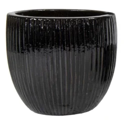 Portly Egg Rib Shiny Black - Ø 28 X H 25 Cm