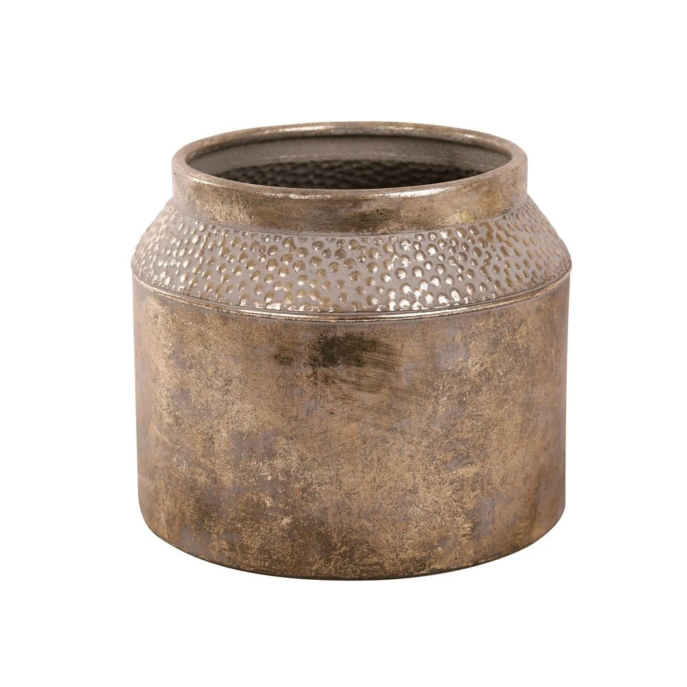 Pot Metaal White Gold - H 18,5 X D 23 Cm 1 Pot Metaal White Gold - H 18,5 X D 23 Cm