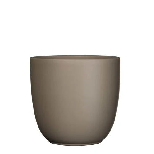 Tusca Pot Rond Taupe Mat - H28,5xd31cm 1 Tusca Pot Rond Taupe Mat - H28,5xd31cm