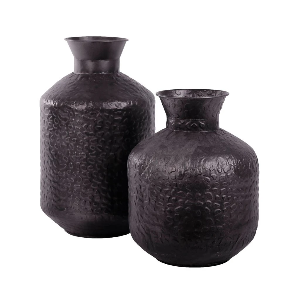 Vaas Metaal Rustique Black - H 44 X D 26 Cm 2 Vaas Metaal Rustique Black - H 44 X D 26 Cm - Afbeelding 2